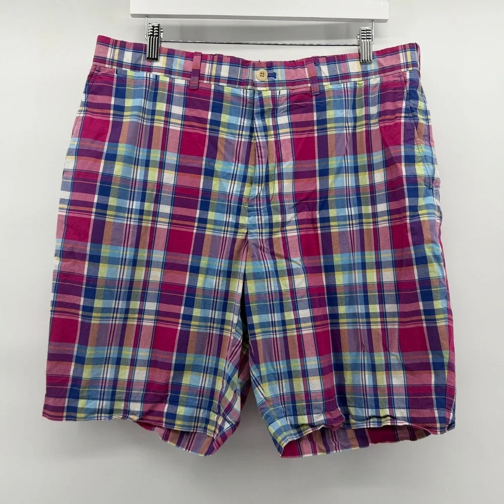 Polo Golf Ralph Lauren‎ Shorts Mens 36 Multi Color Plaid Linus Fit Cotton Madras